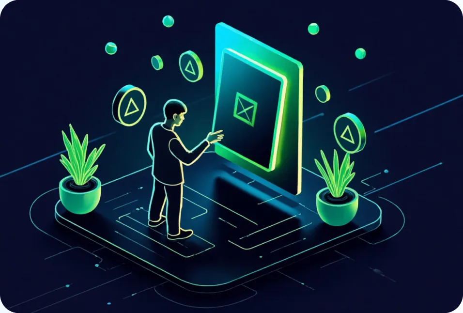 Illustration of a designer creating a Shopify store layout