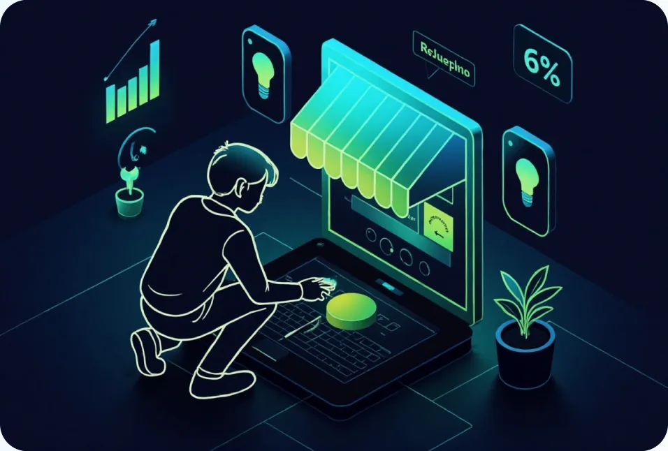 Illustration of a Shopify storefront being planned during discovery