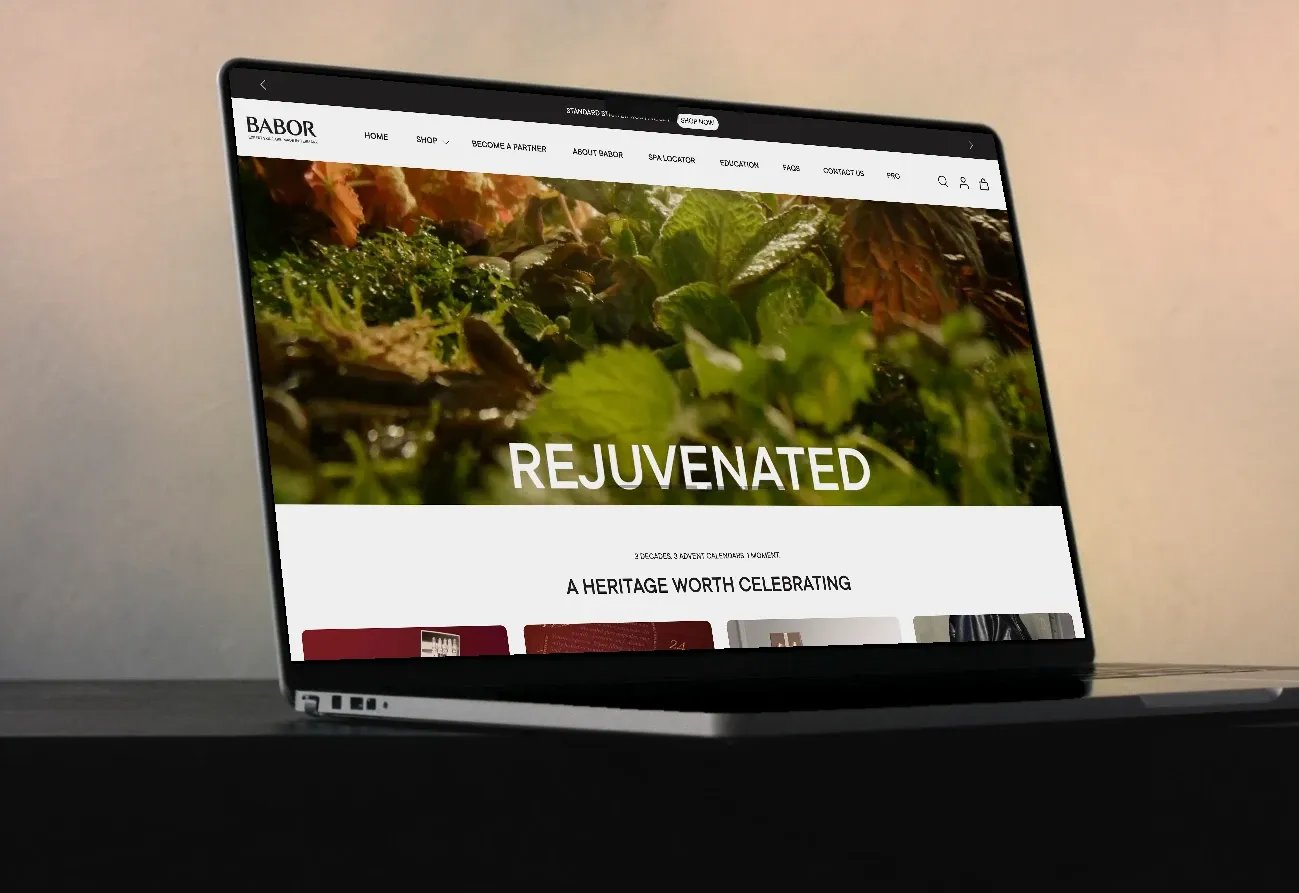 BABOR South Africa Shopify store shown on a laptop — designed and developed by Shopify Lab