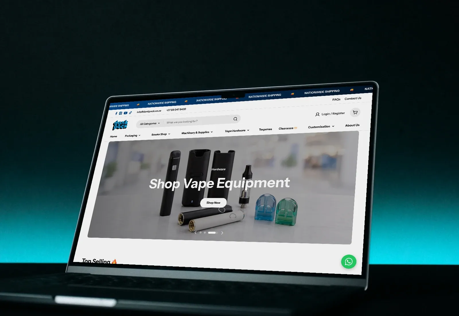Dank Pack Shopify store shown on a laptop — designed and developed by Shopify Lab