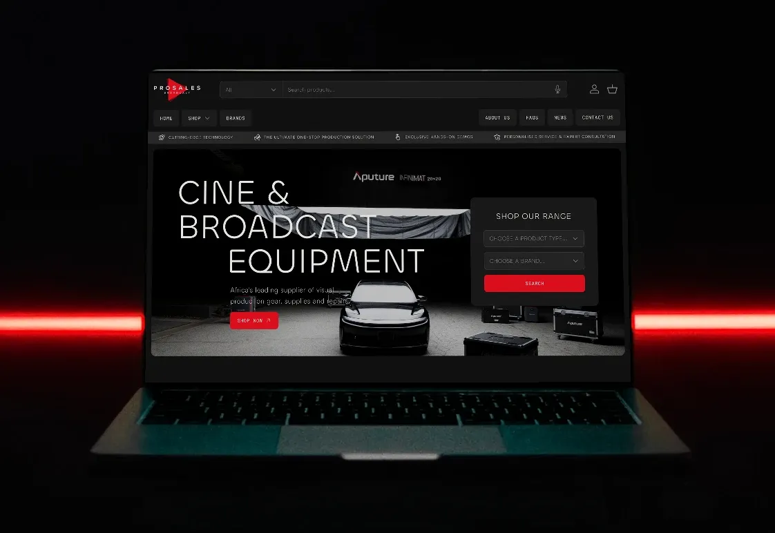 Pro Sales Broadcast Shopify store shown on a laptop — designed and developed by Shopify Lab